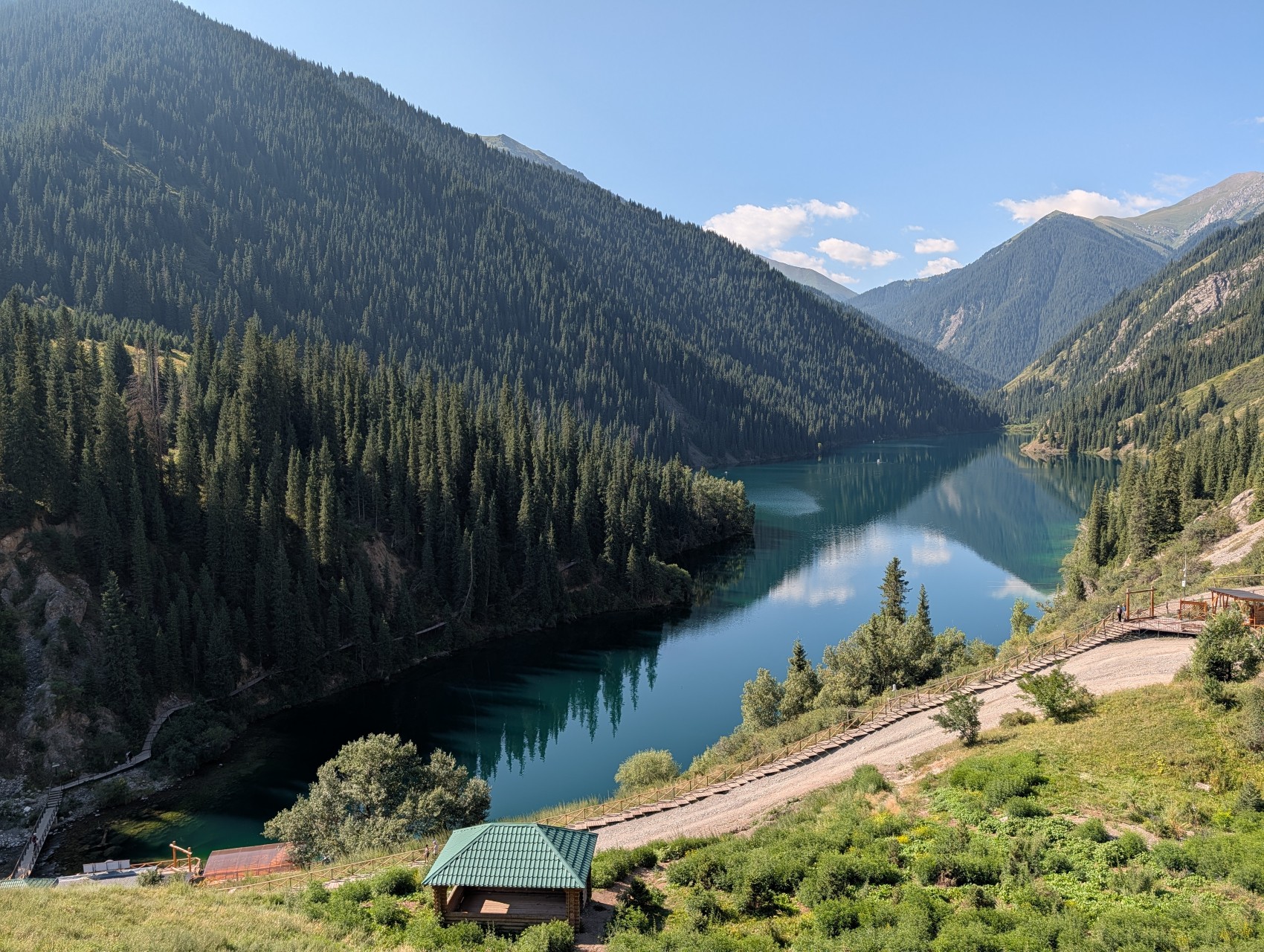 Kolsai lake surrounded by spruce forest