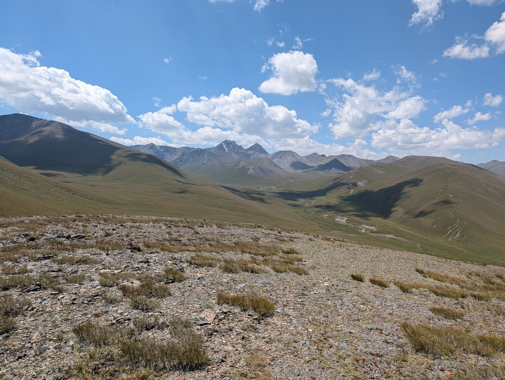Alpine ridge and valley in the Tian Shan